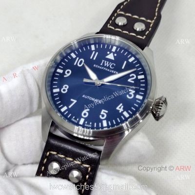 Best Quality IWC Pilots 43mm Automatic Watch Bucherer Blue Dial Silver Case 1