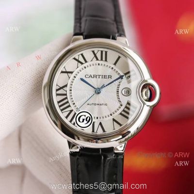 Fake Balloon Blue Cartier White Dial G9 Watch Black Leather Strap For Man Or Lady 1