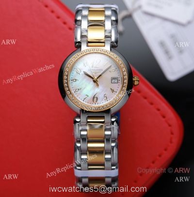 Swiss Quartz Longines PrimaLuna Lady Watch Pink MOP Face Diamond bezel 1