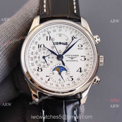 Replica Longines Master Collection Moonphase Leather Strap 40MM Watch With Arabic Markers 1