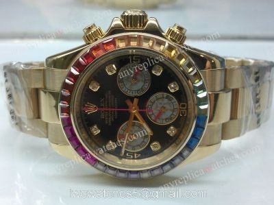 Best Replica Rolex Daytona Rainbow Gold Chronograph Watch 40mm 1
