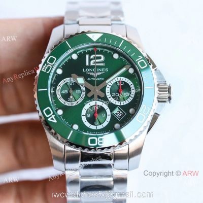 Swiss Replica Longines Hydroconquest 7750 Chronograph TWF Olive Green Watch 41mm 1