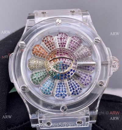 2022 New! Swiss Hublot Takashi Murakami Sapphire Rainbow Watch 45mm 1