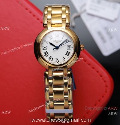 Swiss Quartz Longines PrimaLuna Replica Watches All Gold White Face 1