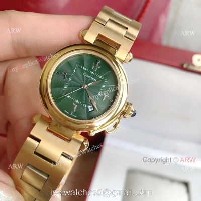 2022 New Copy Cartier Pasha Middle East Limited Edition All Gold Olive Green Dial Watch 1