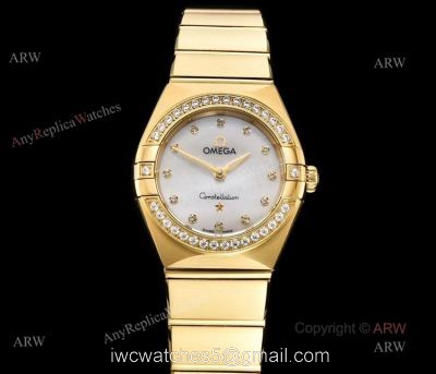 GF Factory Yellow Gold Omega Constellation Quartz Swiss Made Knockoff Watch 25mm 1