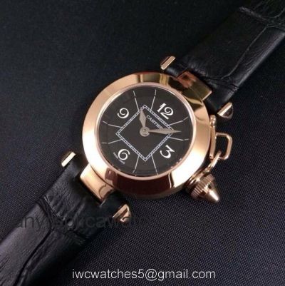 Replica Cartier Pasha Rose Gold Black Dial Lady Watch 1