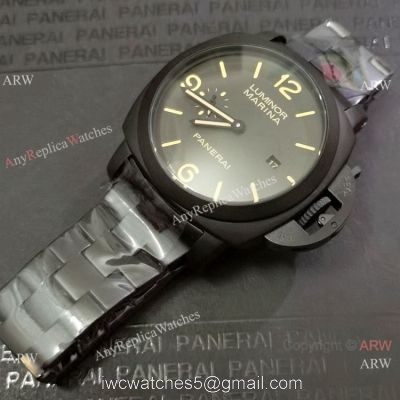 Solid Black Panerai Luminor Marina Pam00386 Watch Men 1
