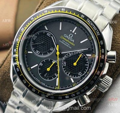 TW Factory Replica Omega Speedmaster 7750 Watch Black and Yellow 1