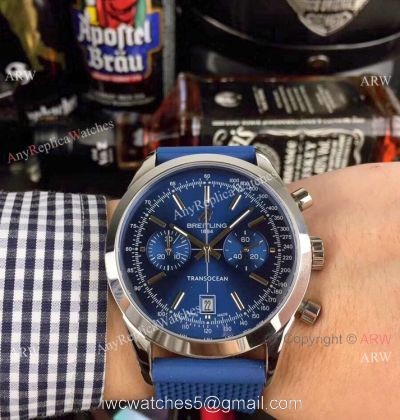 Best Quality Breitling Transocean Blue Dial Chronograph Watches Men 1