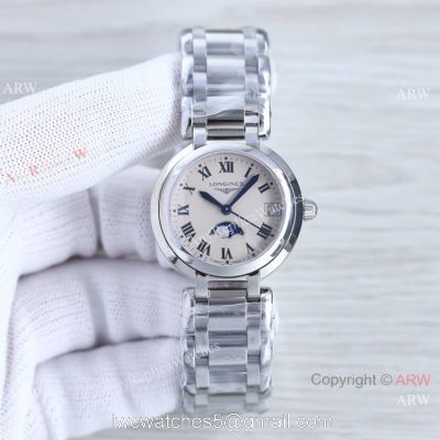 Swiss Quartz Longines PrimaLuna Moon Phase Watch Cream Face Women 1