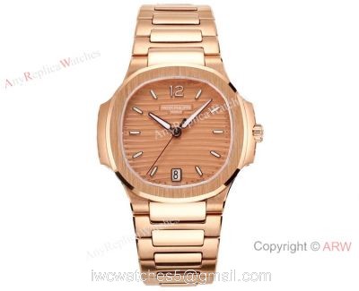 Swiss Cal.324 SC Patek Philippe Lady-Nautilus Copy Watches Rose Gold Dial 1