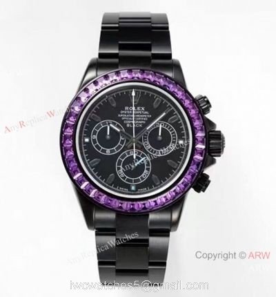 NEW! Noob Factory 4130 Rolex Daytona Blaken &8216;Black Venom 40 Watch Pink Diamond DLC Case 1