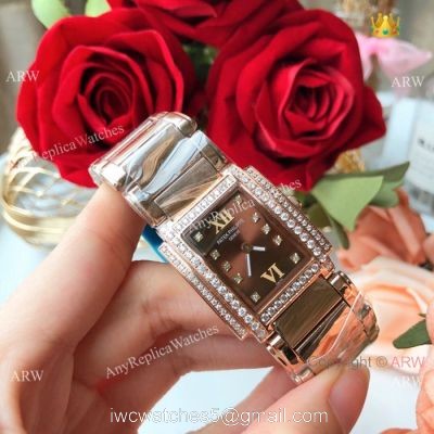 Copy Patek Philippe Twenty-4 Lady Watches Rose Gold Brown Dial -Swiss Quality 1