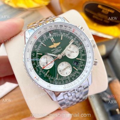 NEW! Swiss 7750 Breitling Navitimer Watch Green Dial Stainless steel 43mm 1