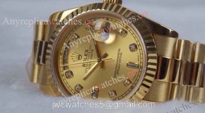 High Quality Replica Rolex Daydate II watch Gold Face 41mm Noob Upgraded 1