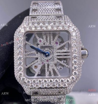 TW Factory Santos de Cartier Skeleton Watch Iced Out Cartier Automatic 1