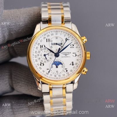 Swiss Quality Longines Master Moon Phase Watch Citizen Movement Two Tone Case 1