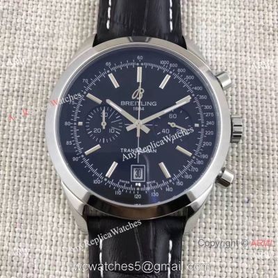 Clone Breitling Transocean Watch Black Chronograph Leather Strap 1