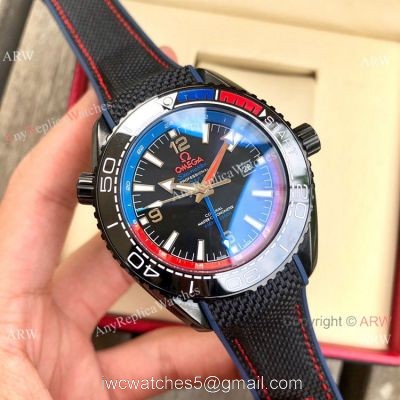 Copy Omega Seamaster Planet Ocean Deep Black GMT Watches Black Dial 1