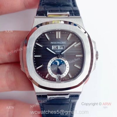 Swiss Replica Patek Philippe Nautilus Grey Dial Moonphase Watch 1