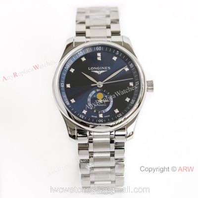 (GF) Swiss Grade Longines Master Moon phase Watch L899.5 Movement Blue Face 1