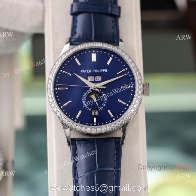 Swiss Quality Copy Patek Philippe Annual Calendar Calatrava Citizen Watch Blue Moon Dial 1