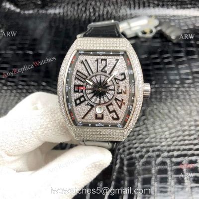 Franck Muller Vanguard Yachting V45 SC DT SS Diamond Watch New Replica 1