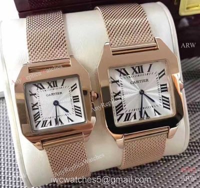 Cartier Santos Dumont Rose Gold Silver Dial Watch Cartier Lover watch 1