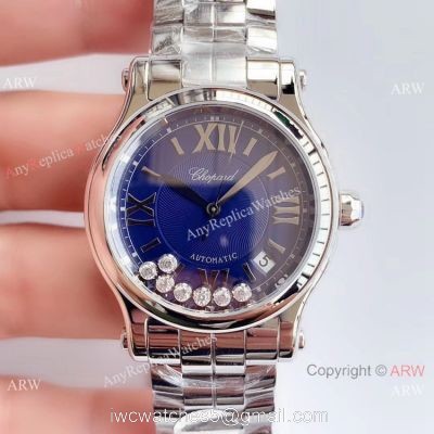 YF Swiss Replica Chopard HAPPY SPORT Ladies Watch Stainless Steel Blue Dial 1