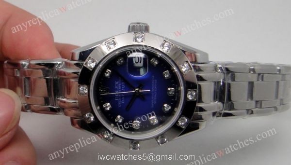 Rolex Masterpiece Datejust Watch: SS Blue Face Copy Rolex Watch Ladies Gift 1