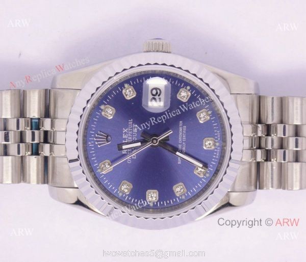 Rolex Datejust Silver Steel Blue Face Diamond Hour Markers Mens Watch 1