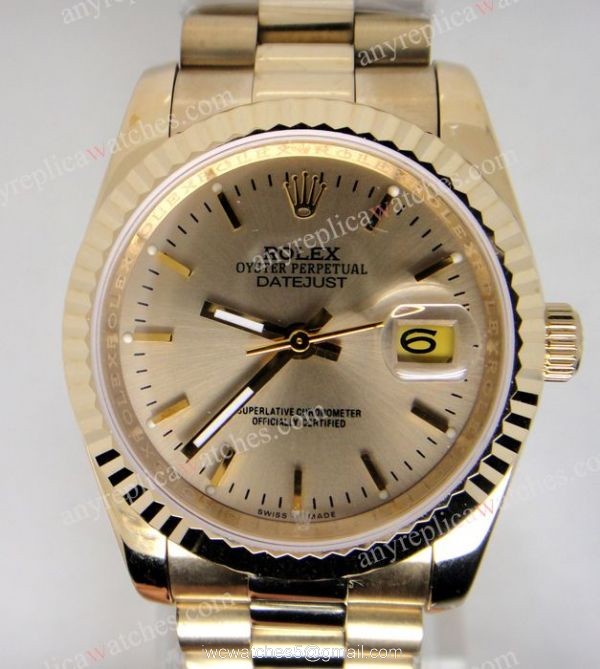 Copy Rolex Yellow Gold President Datejust Gold Dial Men Watch 1
