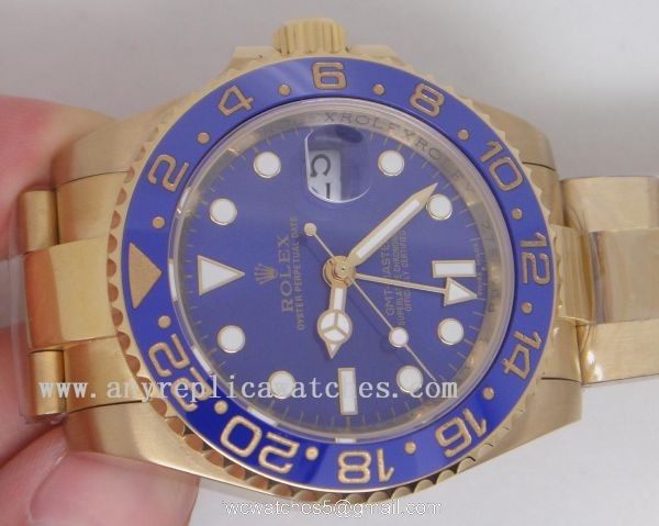 Yellow Gold Rolex GMT Master 2 Gold Blue Ceramic Bezel Buy Replica Rolex Watch 1