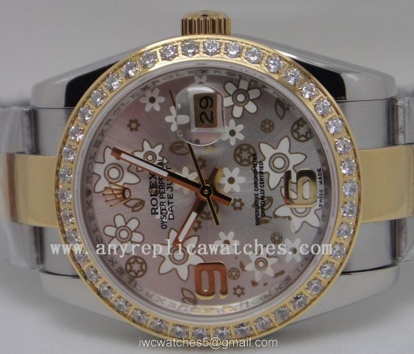 Rolex Datejust Special Edition Watch Gray Flower Diamonds Two Tone 1