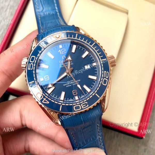 Replica Omega Seamaster Planet Ocean 600m Watch Rose Gold Brown Dial 1
