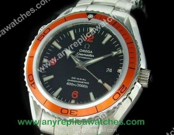 Omega Planet Ocean Replica Watch Stainless Steel Black Dial Orange Bezel 1