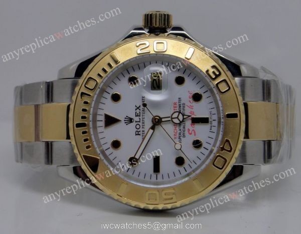 Copy Rolex Yachtmaster 2 Tone White Face Man Watch 1