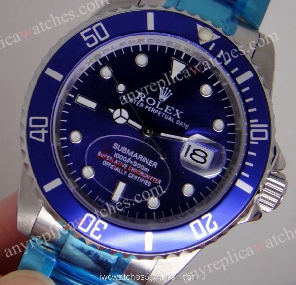Classic Model Rolex Stainless Steel Submariner Blue Dial mens Watch Replica 1