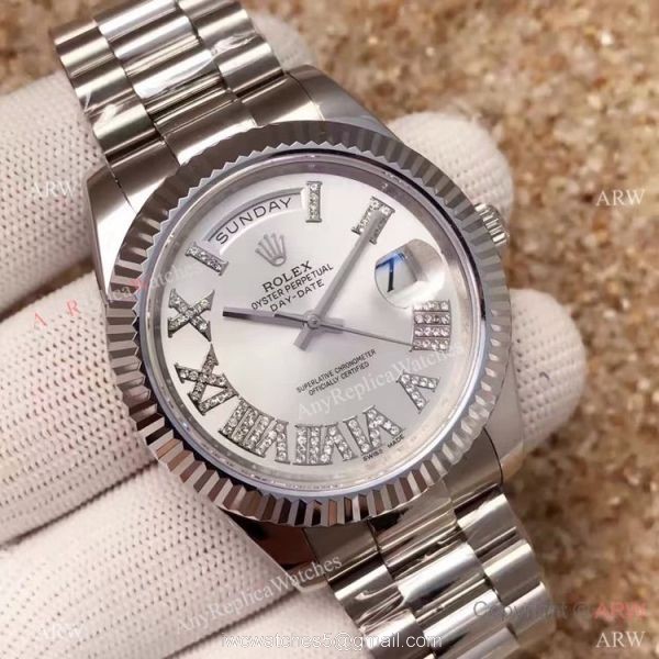 AAA Quality Replica Rolex Presidential Day-Date 40MM Watch MingZhu Movement Fluted Bezel Roman Face 1