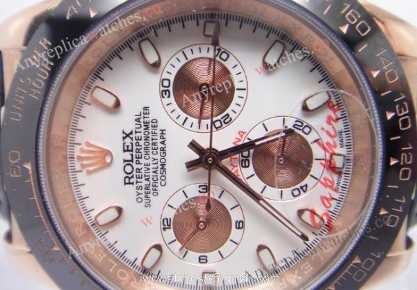 Replica Rolex Daytona Watch White Face &038; Black Ceramic Rose Gold Case 1
