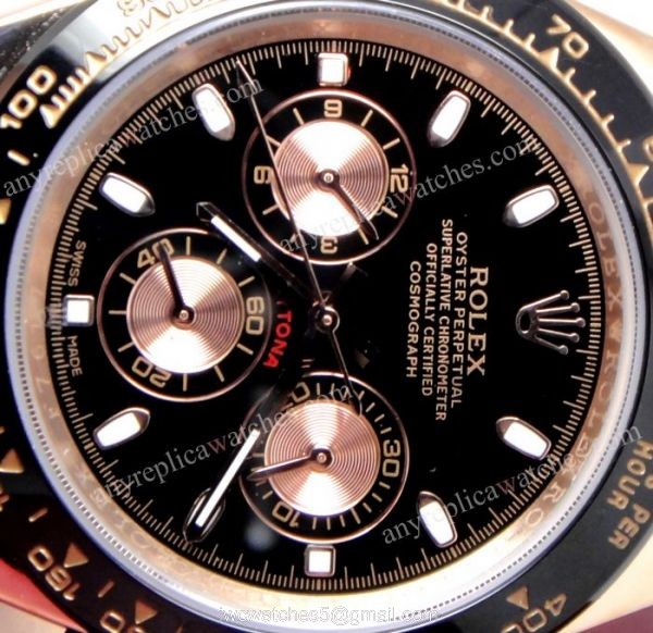 Replica Rolex Daytona Rose Gold Case Black Face Watch for Perfect Gift 1