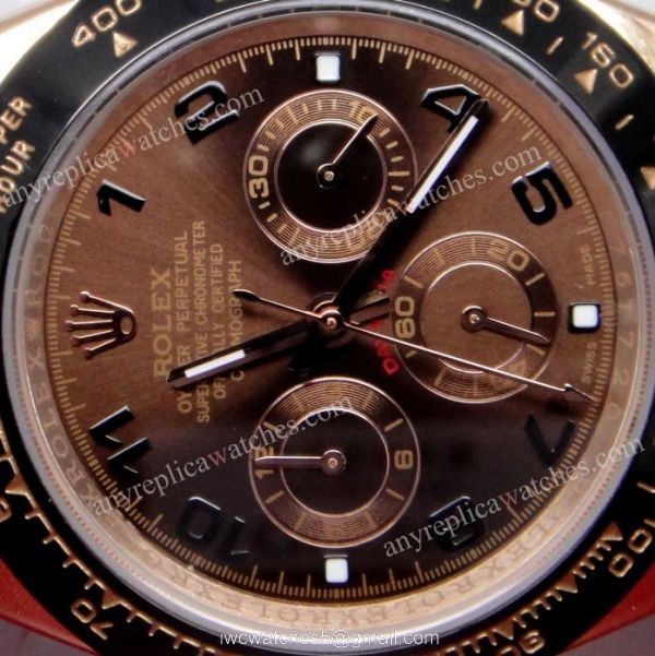 Rose Gold Rolex Daytona Chocolate Replica Watch Arabic Markers 1
