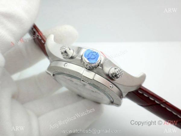 Replica Breitling Super Avenger II White Dial Brown Leather Band Watch 1