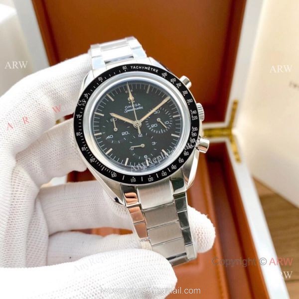 New Copy Omega Speedmaster Watches Black Dial Rubber Srtap 1