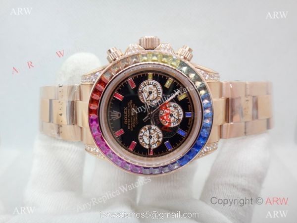 Newest Rolex Daytona Rainbow 40mm watch Rose Gold Automatic Movement 1