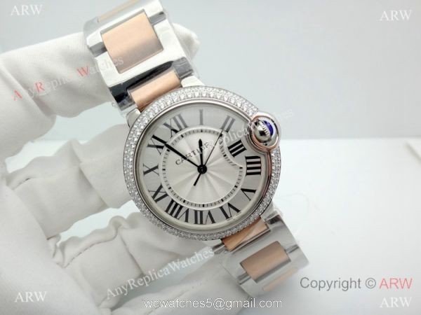 Replica Cartier Ballon Bleu 2 Tone Rose Gold Quartz Watch 36mm 1
