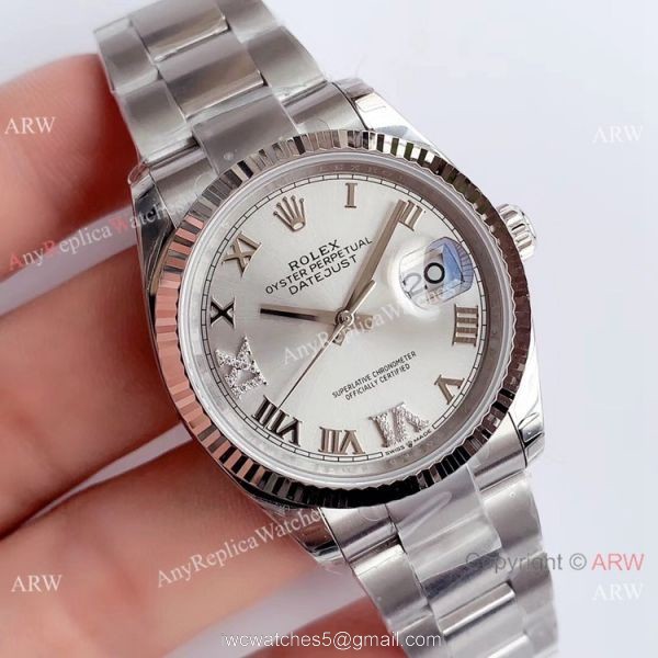 (EW) Replica Rolex Datejust 36mm Watch SS Silver Dial Oyster Band Rolex EW Factory 1