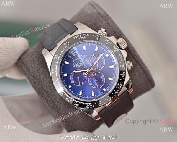 Best Quality Rolex Daytona Blue Dial Replica Watch Rolex Daytona Rubber Strap 1