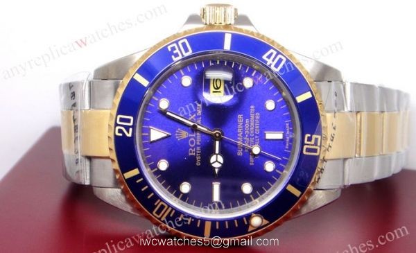 Classic Model Rolex Submariner 2-Tone Blue Dial Blue Bezel 40mm Replica Watch 1